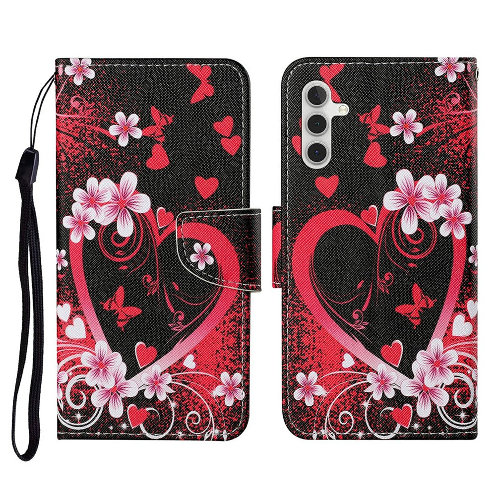 For Samsung Galaxy A18 5G / A17 5G / A17 4G / A26 5G / A16 5G / A16 4G Case Pattern Printing Protective Leather Folio Phone Cover with Wrist Strap