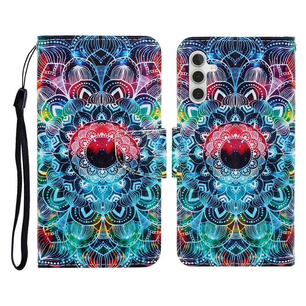 For Samsung Galaxy A18 5G / A17 5G / A17 4G / A26 5G / A16 5G / A16 4G Case Pattern Printing Protective Leather Folio Phone Cover with Wrist Strap