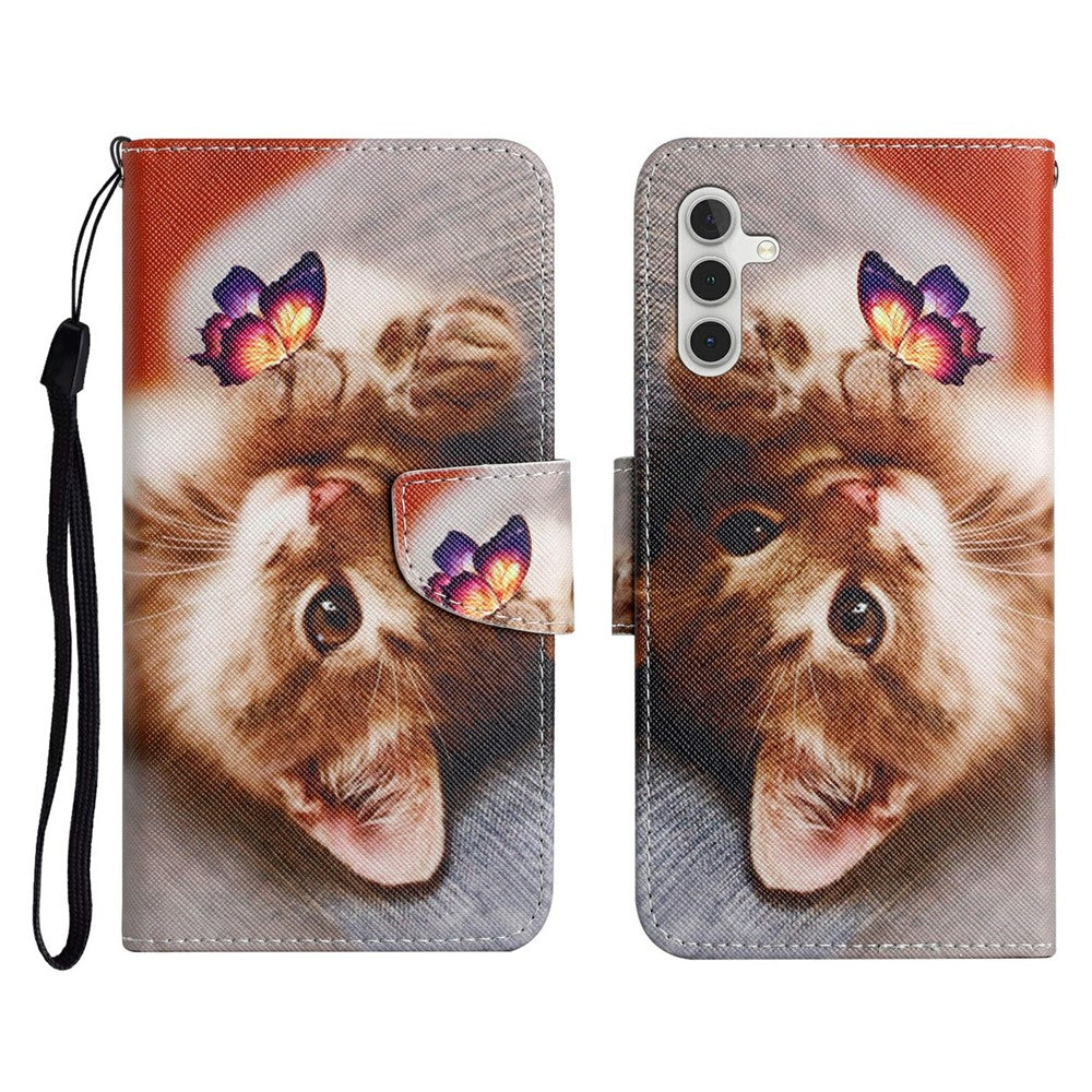 For Samsung Galaxy A18 5G / A17 5G / A17 4G / A26 5G / A16 5G / A16 4G Case Pattern Printing Protective Leather Folio Phone Cover with Wrist Strap