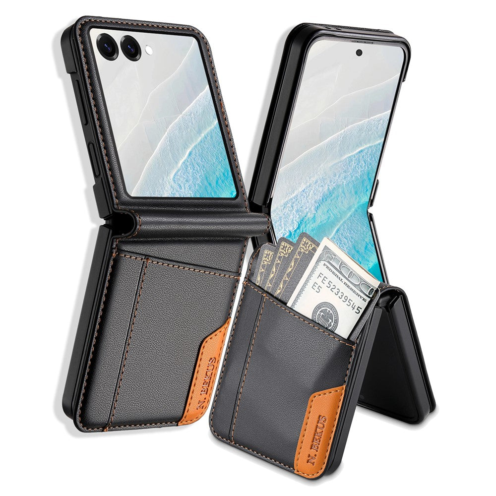 N.BEKUS til Samsung Galaxy Z Flip7 5G etui Kortlomme PU + PC telefonbagcover