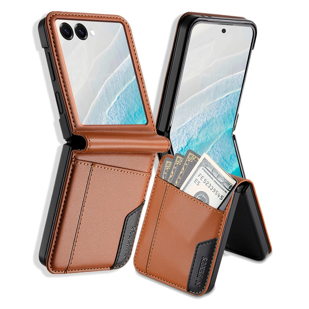 N.BEKUS til Samsung Galaxy Z Flip7 5G etui Kortlomme PU + PC telefonbagcover