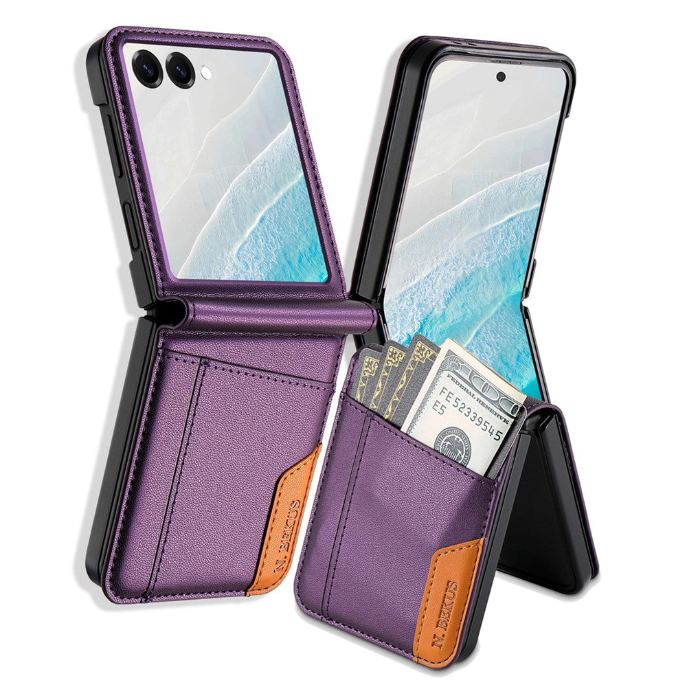 N.BEKUS til Samsung Galaxy Z Flip7 5G etui Kortlomme PU + PC telefonbagcover