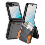 N.BEKUS til Samsung Galaxy Z Flip6 5G / Flip7 FE 5G cover med kortlomme PU + PC bagcover