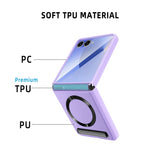 Samsung Galaxy Z Flip7 5G Magnetiskt Skal Stöd PC+PU mobilskal med Skärm-/Linsfilm