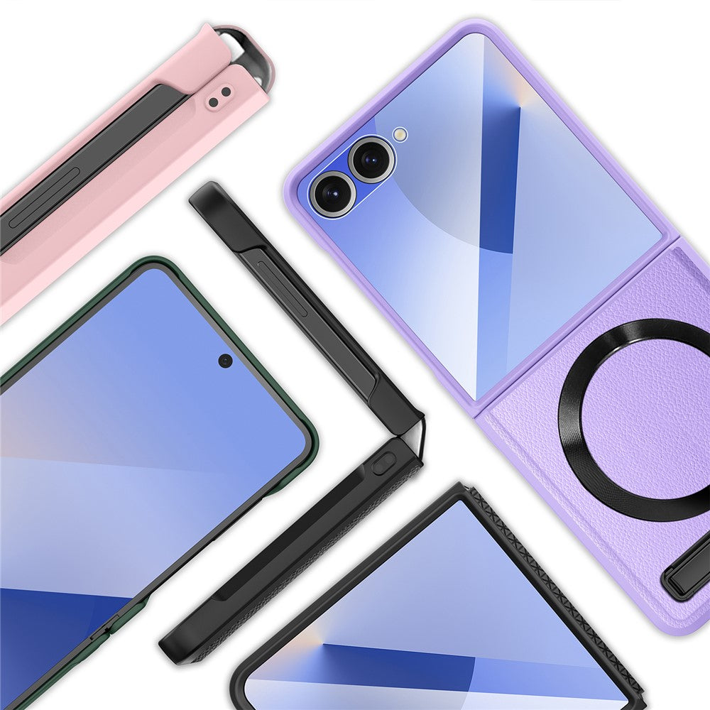 Samsung Galaxy Z Flip7 5G Magnetiskt Skal Stöd PC+PU mobilskal med Skärm-/Linsfilm