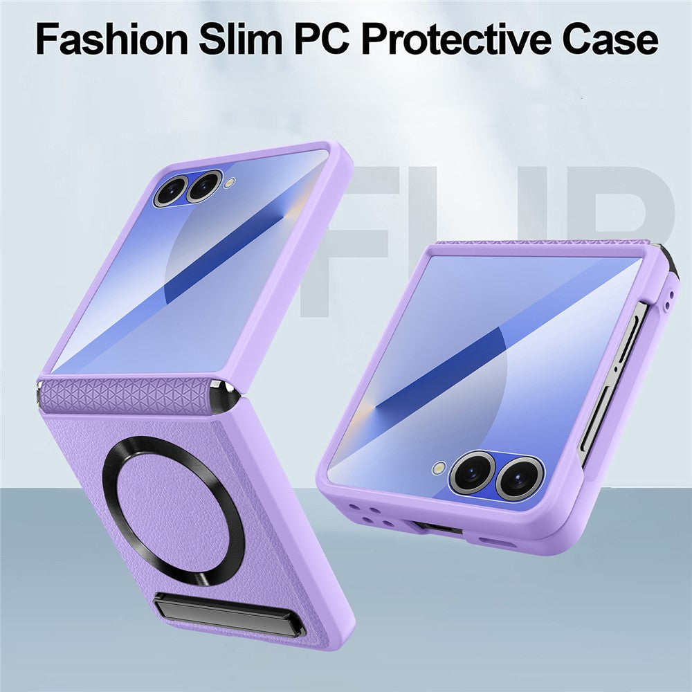 Samsung Galaxy Z Flip7 5G Magnetiskt Skal Stöd PC+PU mobilskal med Skärm-/Linsfilm