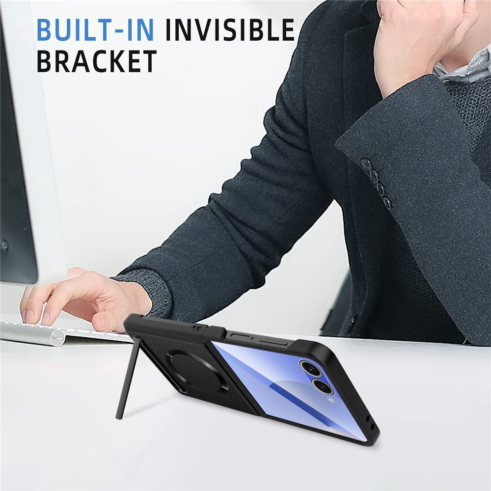 Samsung Galaxy Z Flip7 5G Magnetiskt Skal Stöd PC+PU mobilskal med Skärm-/Linsfilm