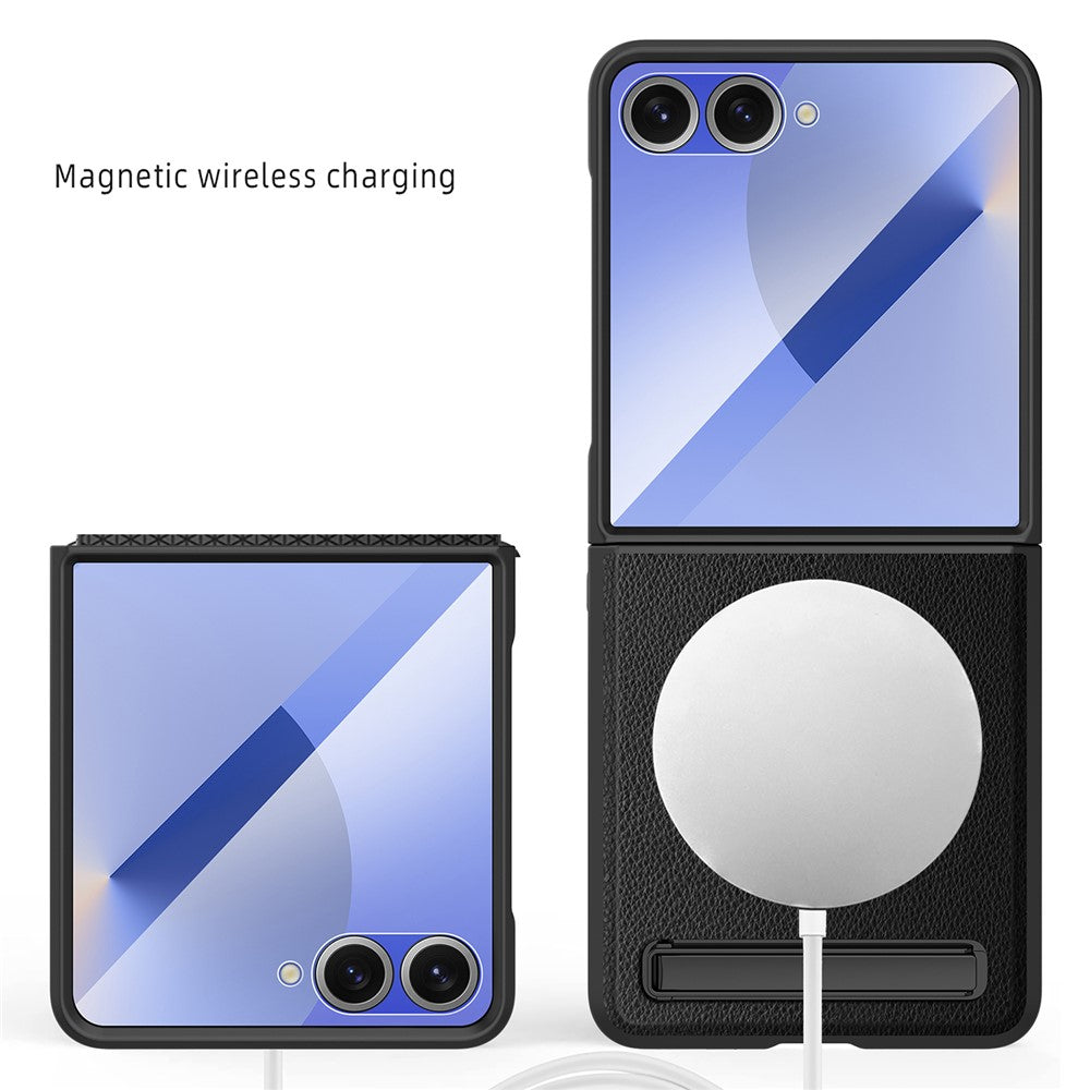 Samsung Galaxy Z Flip7 5G Magnetiskt Skal Stöd PC+PU mobilskal med Skärm-/Linsfilm