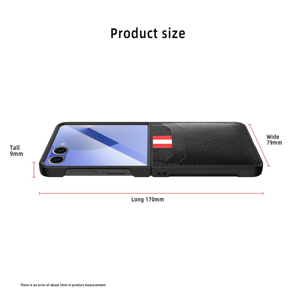 Til Samsung Galaxy Z Flip7 5G Etui Litchi Tekstur PU+PC Telefoncover med Skærm-/Linsefilm