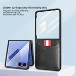 Til Samsung Galaxy Z Flip7 5G Etui Litchi Tekstur PU+PC Telefoncover med Skærm-/Linsefilm