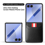 Til Samsung Galaxy Z Flip7 5G Etui Litchi Tekstur PU+PC Telefoncover med Skærm-/Linsefilm