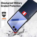 Til Samsung Galaxy Z Flip7 5G Etui Litchi Tekstur PU+PC Telefoncover med Skærm-/Linsefilm