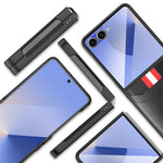 Til Samsung Galaxy Z Flip7 5G Etui Litchi Tekstur PU+PC Telefoncover med Skærm-/Linsefilm