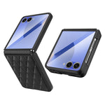 Samsung Galaxy Z Flip7 5G-skal Rhombus Imprint PU+hårt PC-mobilskal med skärm-/linsfilm