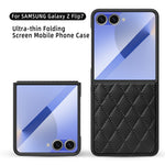 Samsung Galaxy Z Flip7 5G-skal Rhombus Imprint PU+hårt PC-mobilskal med skärm-/linsfilm