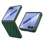 Samsung Galaxy Z Flip7 5G-skal Rhombus Imprint PU+hårt PC-mobilskal med skärm-/linsfilm