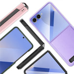 Til Samsung Galaxy Z Flip7 5G cover med støttefod PC+PU telefoncover med skærm-/linsefilm