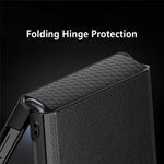 Til Samsung Galaxy Z Flip7 5G cover med støttefod PC+PU telefoncover med skærm-/linsefilm