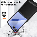 Til Samsung Galaxy Z Flip7 5G cover med støttefod PC+PU telefoncover med skærm-/linsefilm