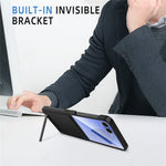 Til Samsung Galaxy Z Flip7 5G cover med støttefod PC+PU telefoncover med skærm-/linsefilm