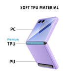 Til Samsung Galaxy Z Flip7 5G cover med støttefod PC+PU telefoncover med skærm-/linsefilm