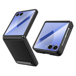 Til Samsung Galaxy Z Flip7 5G cover med støttefod PC+PU telefoncover med skærm-/linsefilm