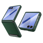Til Samsung Galaxy Z Flip7 5G cover med støttefod PC+PU telefoncover med skærm-/linsefilm