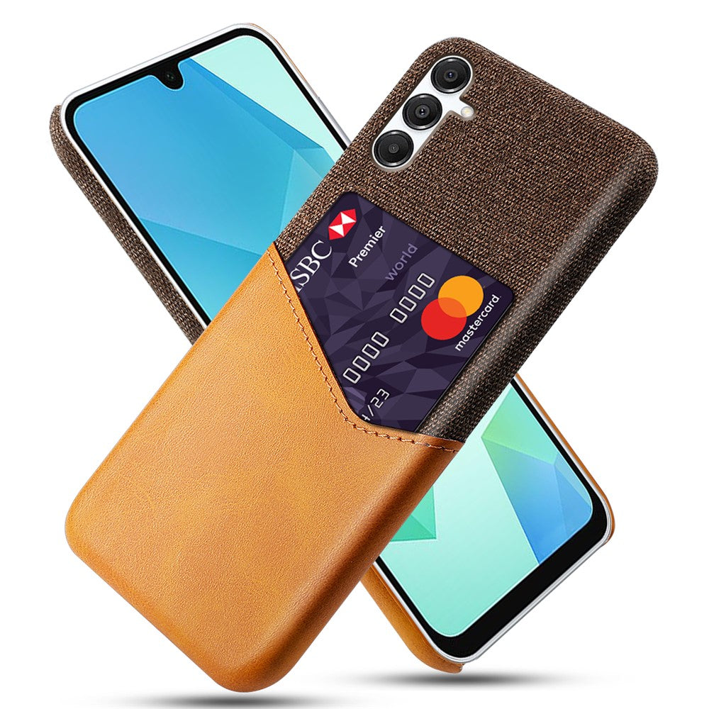 Samsung Galaxy A18 5G / A18 4G / A17 5G / A17 4G skal PU-läder, tygtextur, hårt PC-mobilskal med korthållare