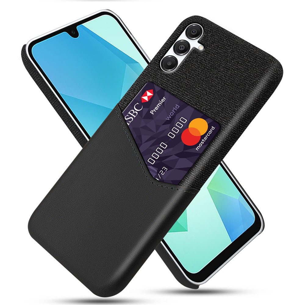Samsung Galaxy A18 5G / A18 4G / A17 5G / A17 4G skal PU-läder, tygtextur, hårt PC-mobilskal med korthållare