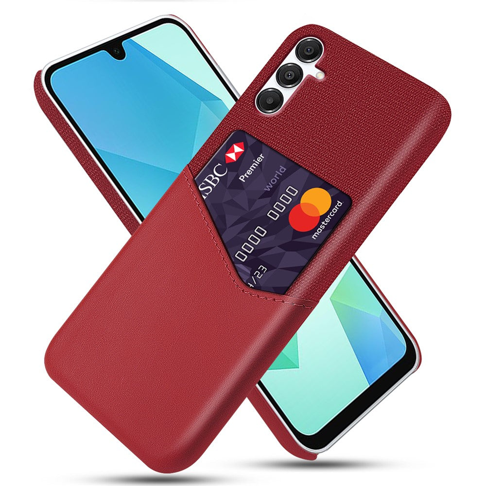 Samsung Galaxy A18 5G / A18 4G / A17 5G / A17 4G skal PU-läder, tygtextur, hårt PC-mobilskal med korthållare