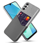 Samsung Galaxy A18 5G / A18 4G / A17 5G / A17 4G skal PU-läder, tygtextur, hårt PC-mobilskal med korthållare