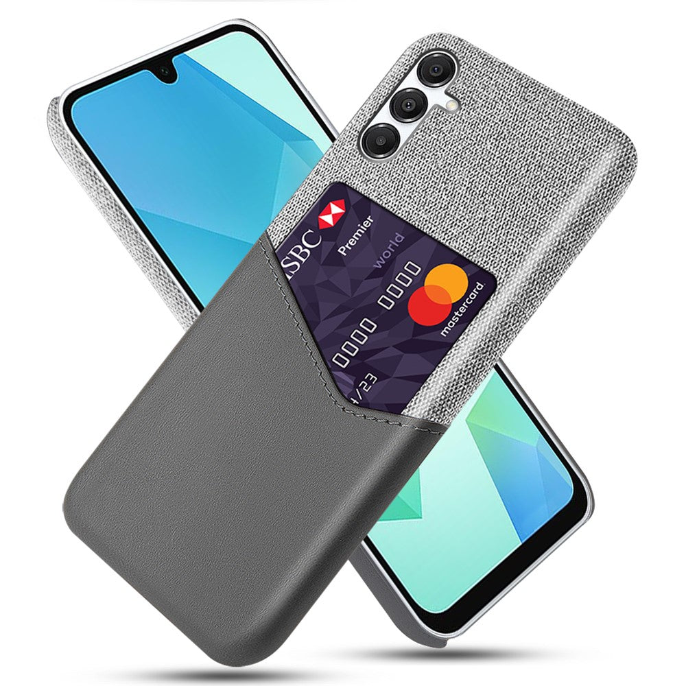 Samsung Galaxy A18 5G / A18 4G / A17 5G / A17 4G skal PU-läder, tygtextur, hårt PC-mobilskal med korthållare