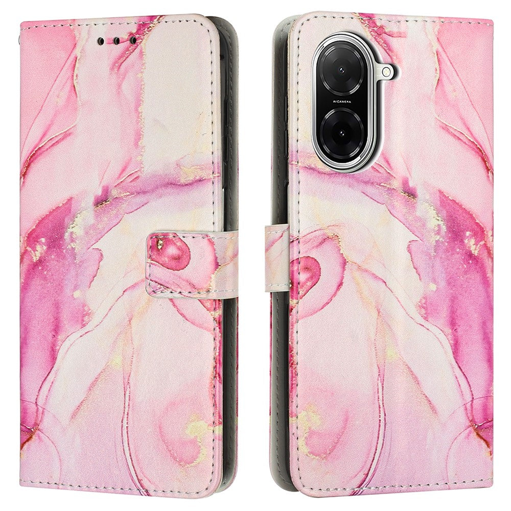 For Xiaomi Redmi A5 NFC (EU) (173.45mm) Stand Case Marble Pattern PU Leather Wallet Phone Cover