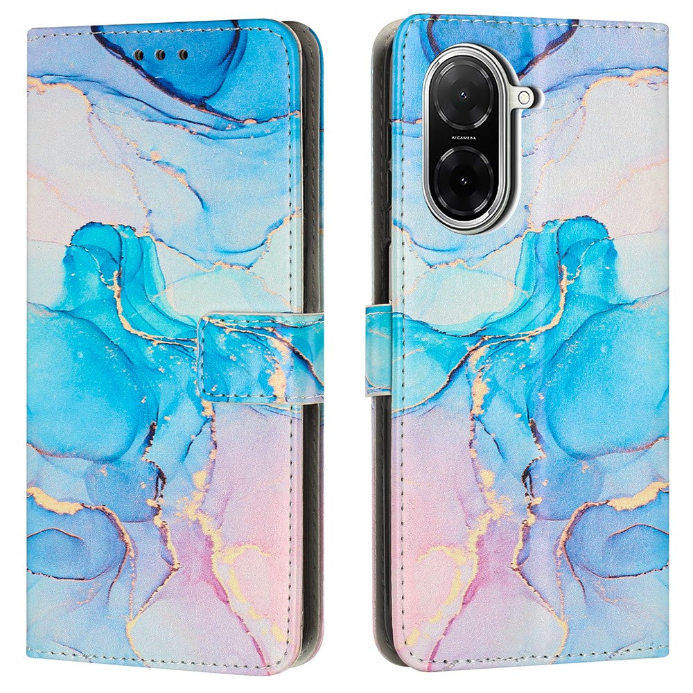For Xiaomi Redmi A5 NFC (EU) (173.45mm) Stand Case Marble Pattern PU Leather Wallet Phone Cover