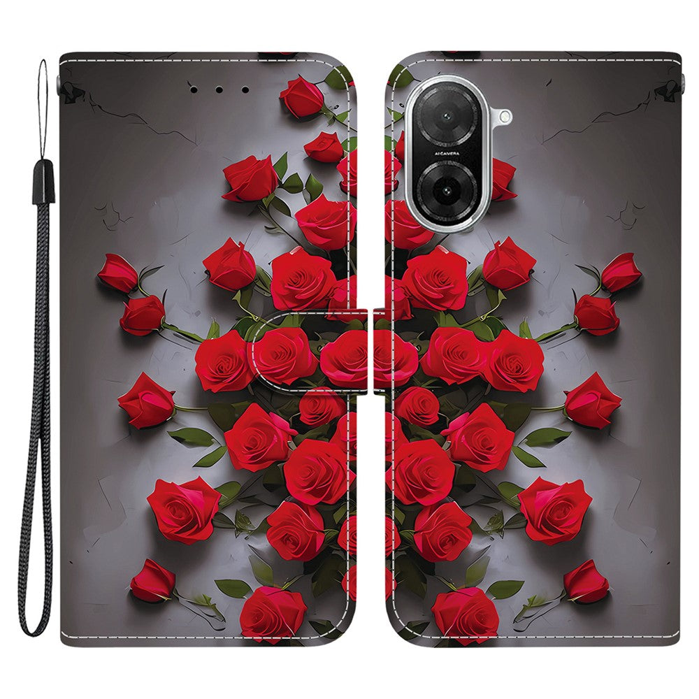 For Xiaomi Redmi A5 NFC (EU) (173.45mm) Leather Case Stand Wallet Pattern Printing Phone Cover with Wrist Strap