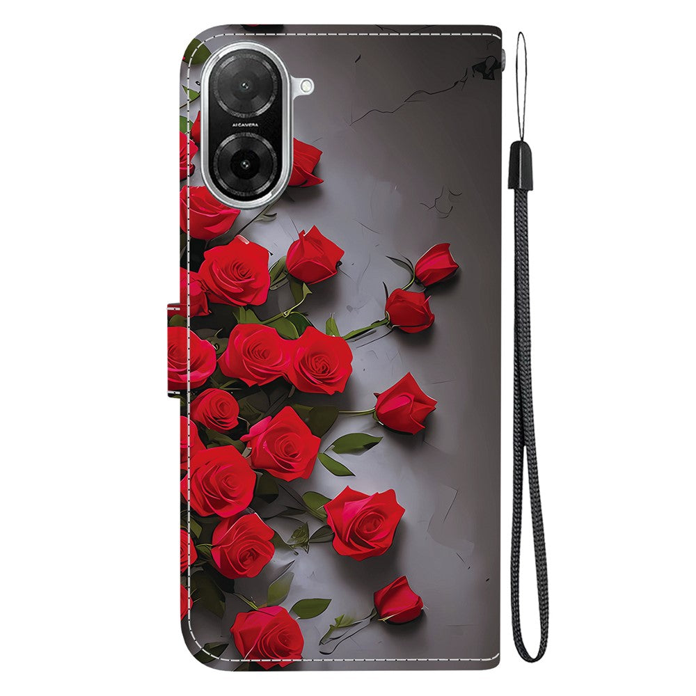 For Xiaomi Redmi A5 NFC (EU) (173.45mm) Leather Case Stand Wallet Pattern Printing Phone Cover with Wrist Strap