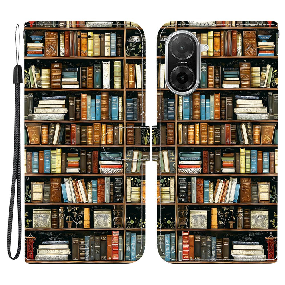For Xiaomi Redmi A5 NFC (EU) (173.45mm) Leather Case Stand Wallet Pattern Printing Phone Cover with Wrist Strap