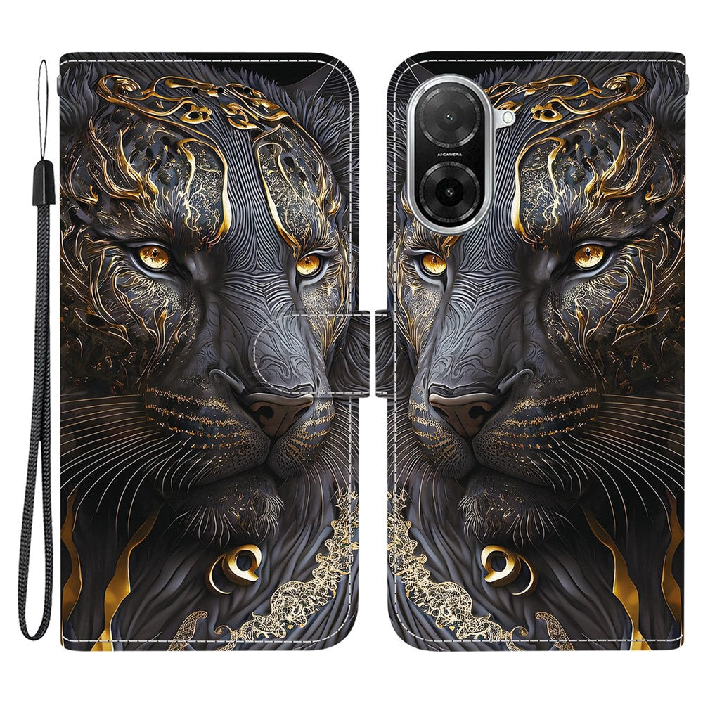 For Xiaomi Redmi A5 NFC (EU) (173.45mm) Leather Case Stand Wallet Pattern Printing Phone Cover with Wrist Strap