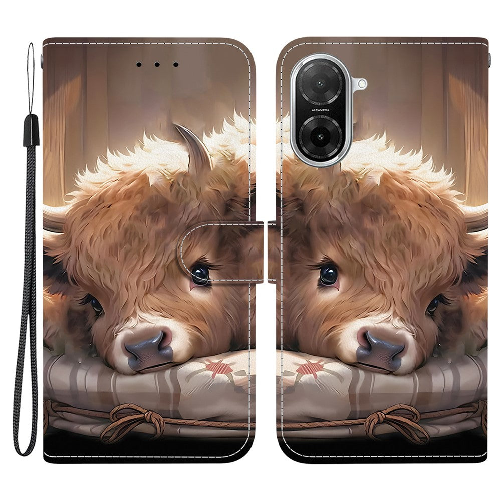 For Xiaomi Redmi A5 NFC (EU) (173.45mm) Leather Case Stand Wallet Pattern Printing Phone Cover with Wrist Strap