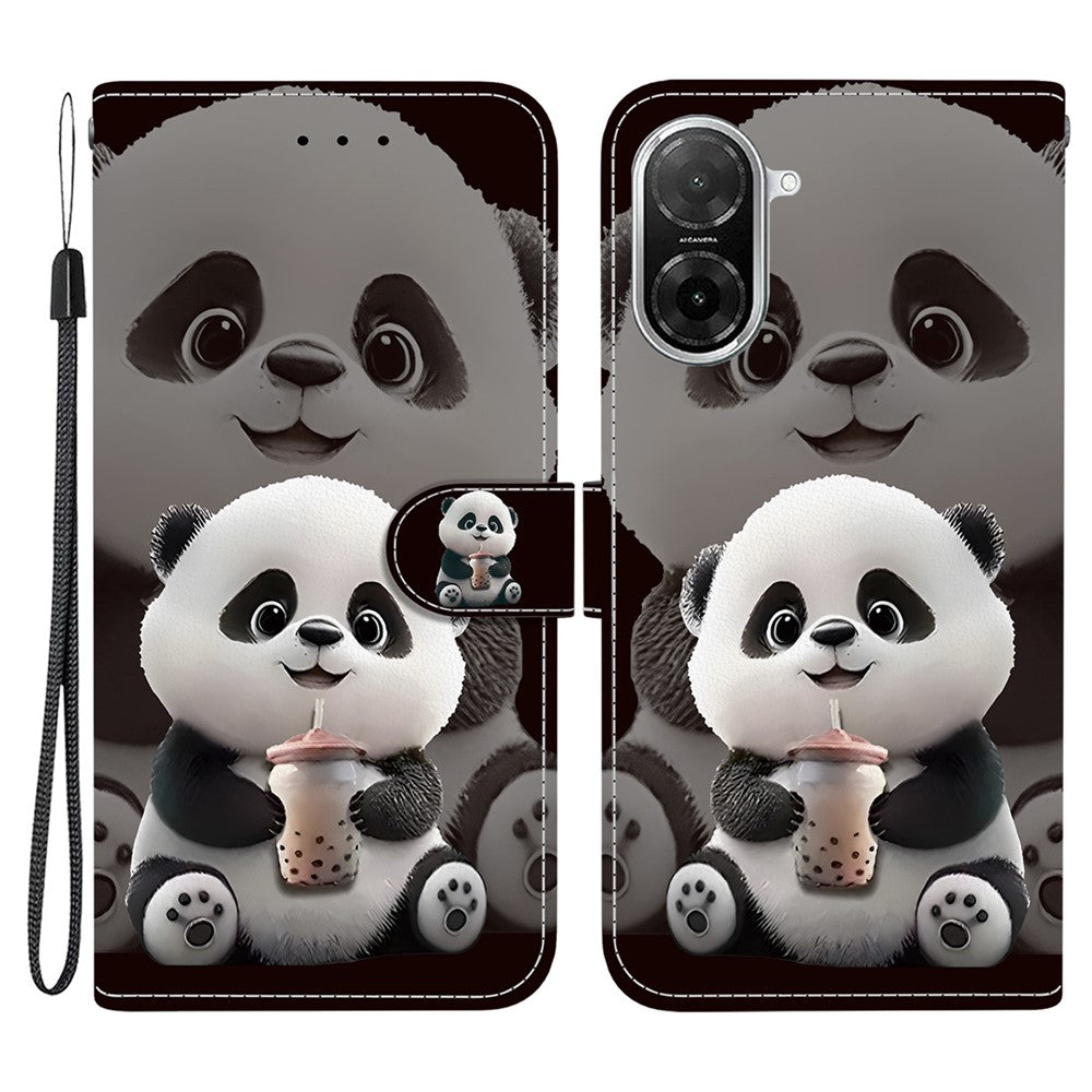 For Xiaomi Redmi A5 NFC (EU) (173.45mm) Leather Case Stand Wallet Pattern Printing Phone Cover with Wrist Strap