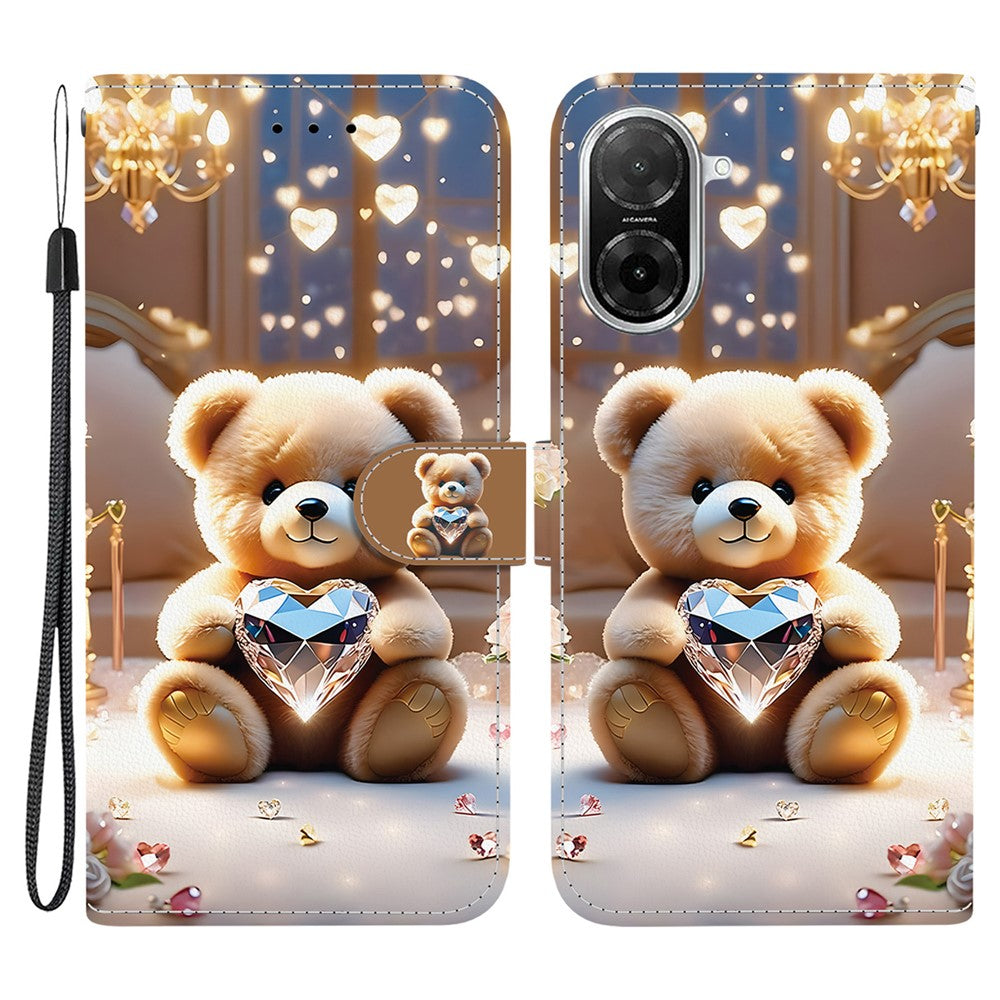 For Xiaomi Redmi A5 NFC (EU) (173.45mm) Leather Case Stand Wallet Pattern Printing Phone Cover with Wrist Strap