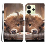 Xiaomi Redmi Note 14 4G (164.84mm) Läderfodral Stativ Plånbok Mönster Tryck mobilfodral med Handledsrem