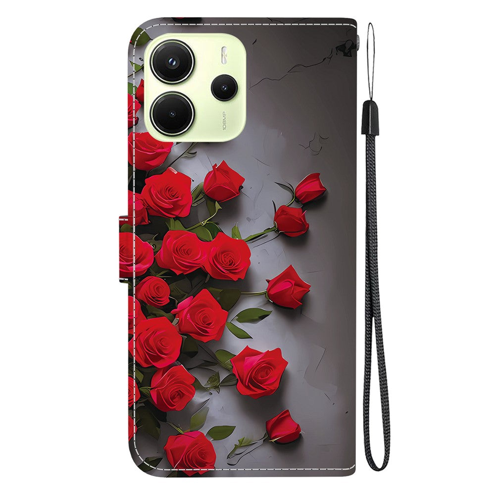Xiaomi Redmi Note 14 4G (163,25 mm) Läderfodral Stativ Plånbok Mönster Tryck mobilfodral med Handledsrem