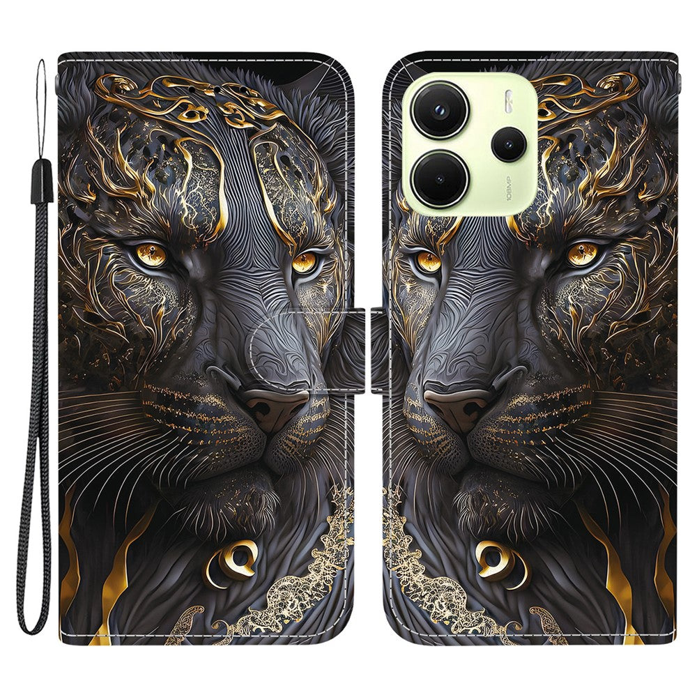 Xiaomi Redmi Note 14 4G (163,25 mm) Läderfodral Stativ Plånbok Mönster Tryck mobilfodral med Handledsrem