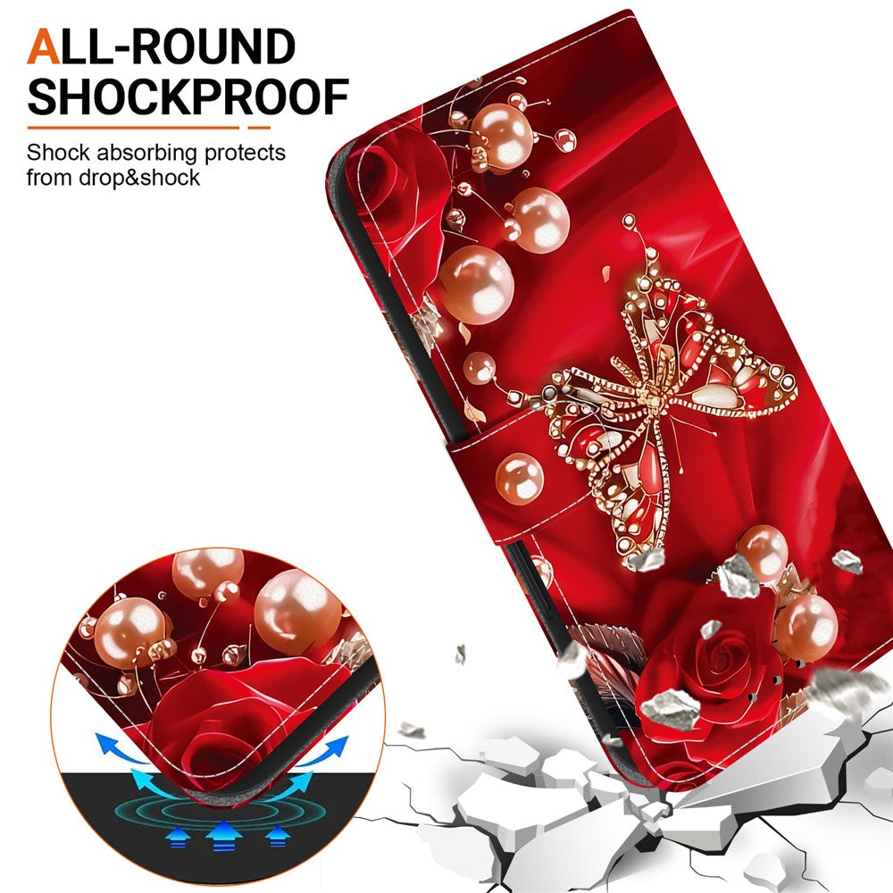For Xiaomi Redmi Note 14 5G Leather Case Stand Wallet Pattern Printing Phone Cover with Wrist Strap