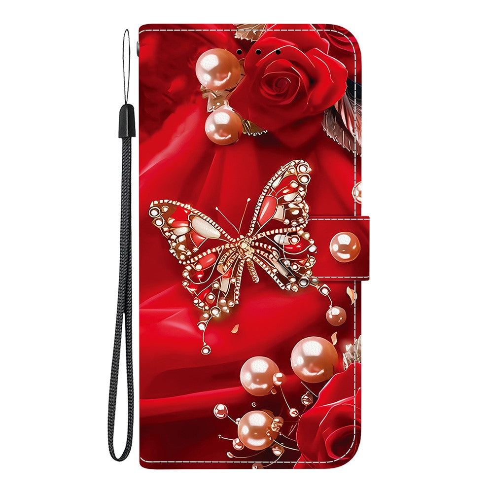 For Xiaomi Redmi Note 14 5G Leather Case Stand Wallet Pattern Printing Phone Cover with Wrist Strap
