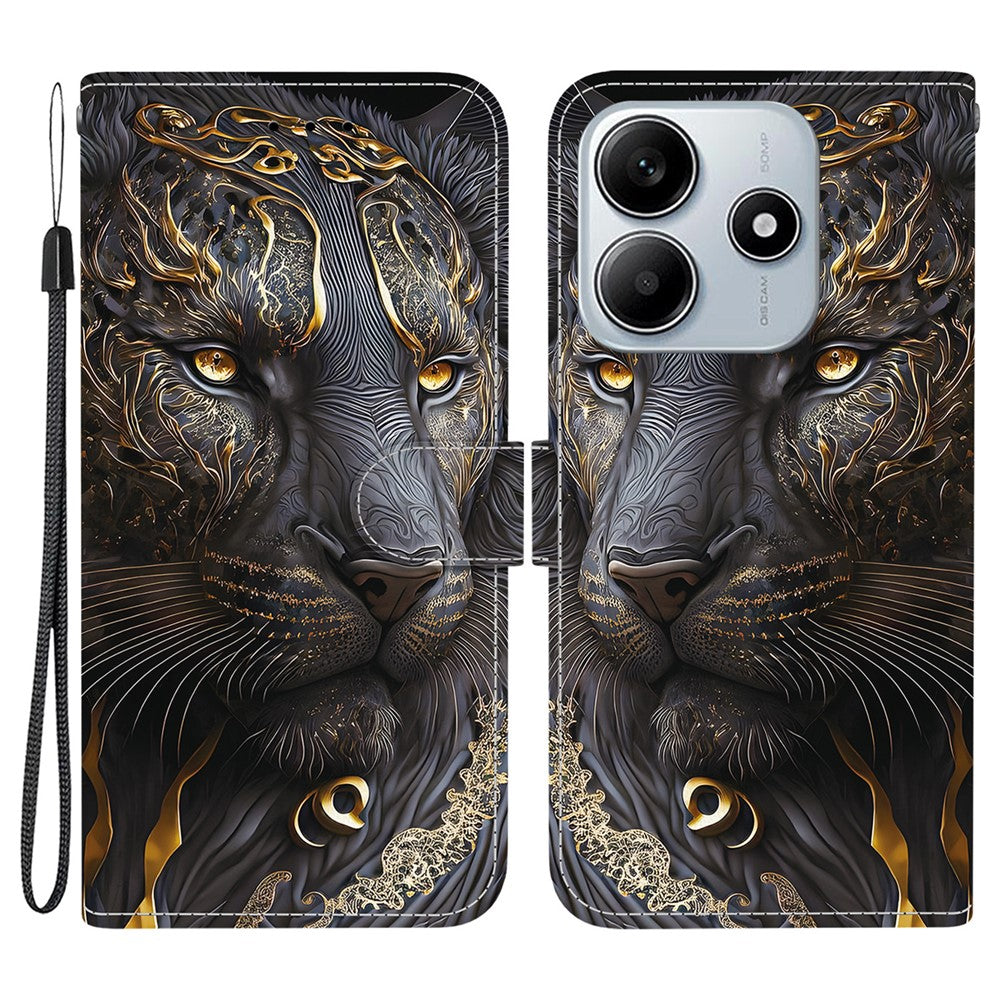 For Xiaomi Redmi Note 14 5G Leather Case Stand Wallet Pattern Printing Phone Cover with Wrist Strap