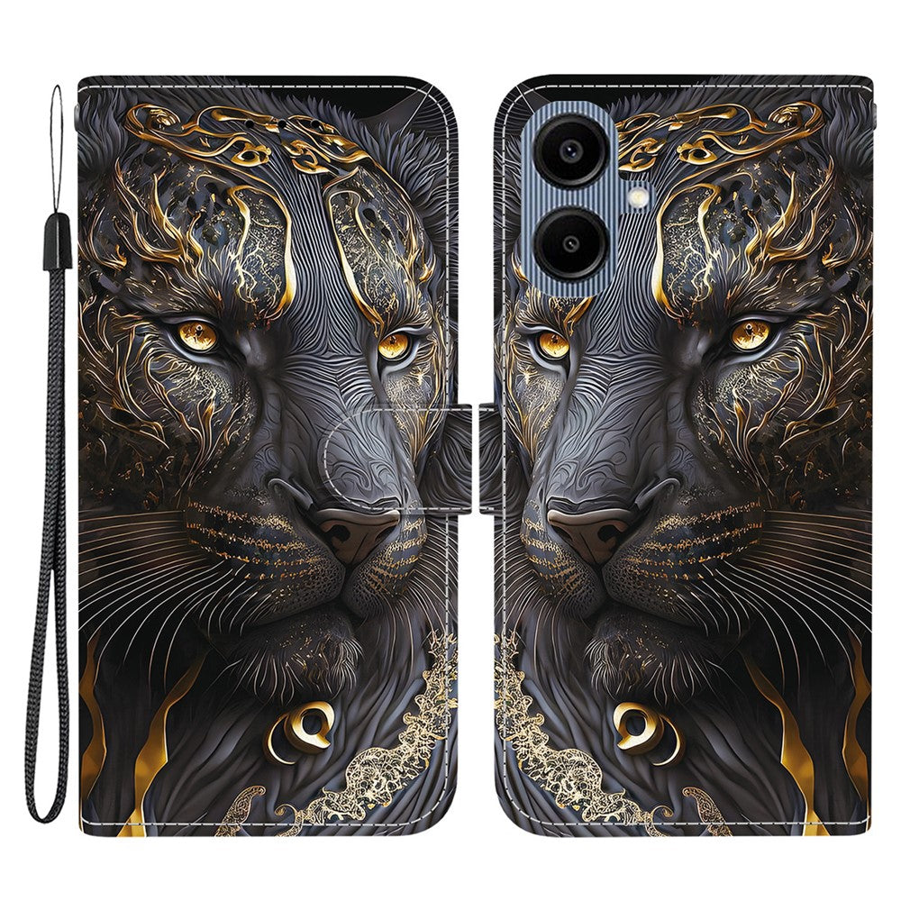 Læderetui til Samsung Galaxy A08 5G / A08 4G / A07 5G / A07 4G / A06 5G / A06 4G Stand Pung Mønstertrykt Telefoncover med Håndrem