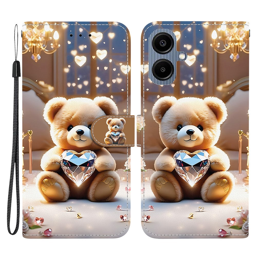 Læderetui til Samsung Galaxy A08 5G / A08 4G / A07 5G / A07 4G / A06 5G / A06 4G Stand Pung Mønstertrykt Telefoncover med Håndrem