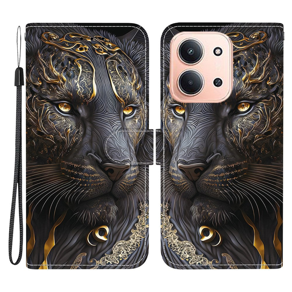 Xiaomi Redmi 15C 5G (EU) (173 mm) / 15C 4G (EU) (173 mm) Läderfodral Stativ Plånbok Mönster Tryck mobilfodral med Rem